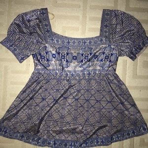 Unique print babydoll top